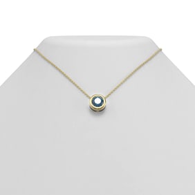 1.5 ctw Intense Blue Diamond Necklace 18K Yellow Gold