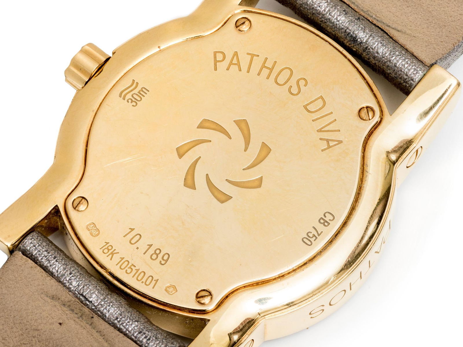 Carl F. Bucherer Pathos Diva: Carl F. Bucherer Pathos Diva Quartz Diamond Watch Brand: Carl F. Bucherer Case Material: 18k Gold Stone: Diamond Stone Cut: Round Cut Weight: 69.05 g Strap Material: Leather Case Shape: R