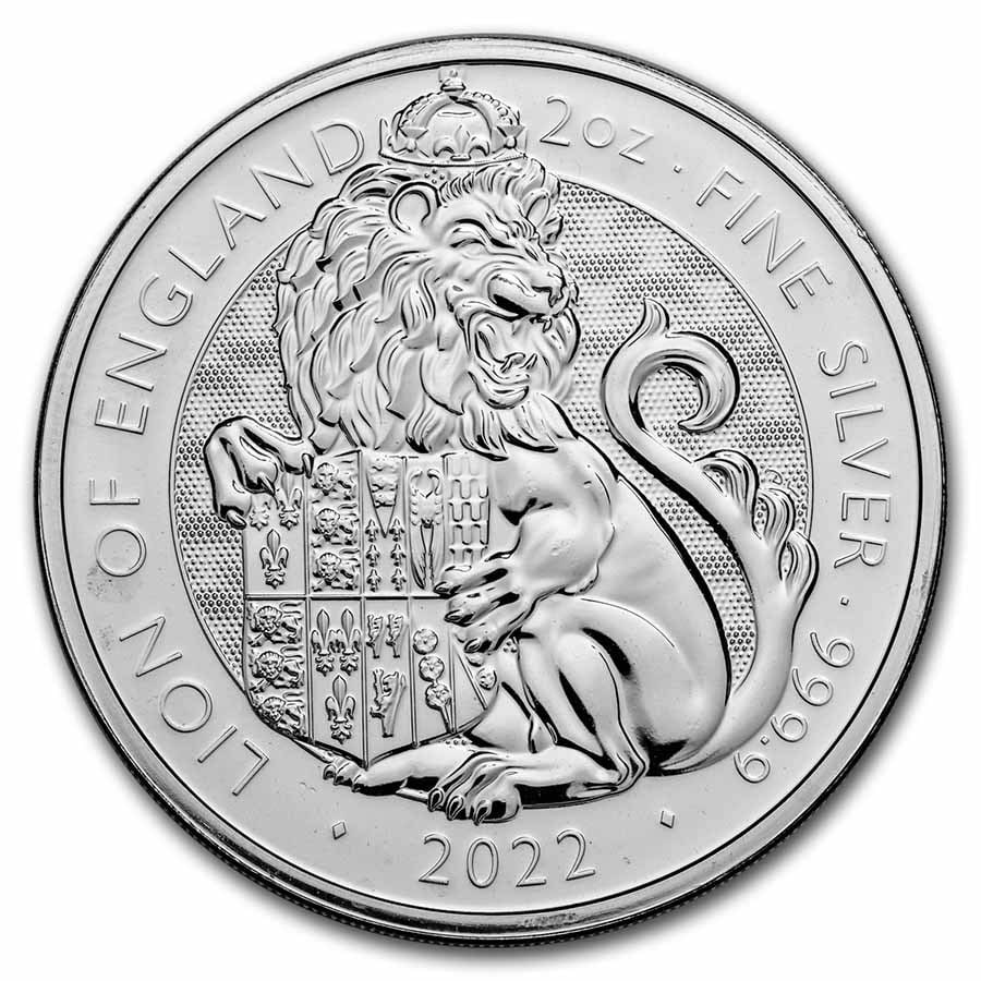 2022 GB 2 oz Ag: 2022 GB 2 oz Ag Royal Tudor Beasts Lion of England Milk Spots SKU no: RBJ262740 Year: 2022 Grade: Brilliant Unc Grade Service: None Denomination: 5 Pounds Mint Mark: Not Shown Metal Conte
