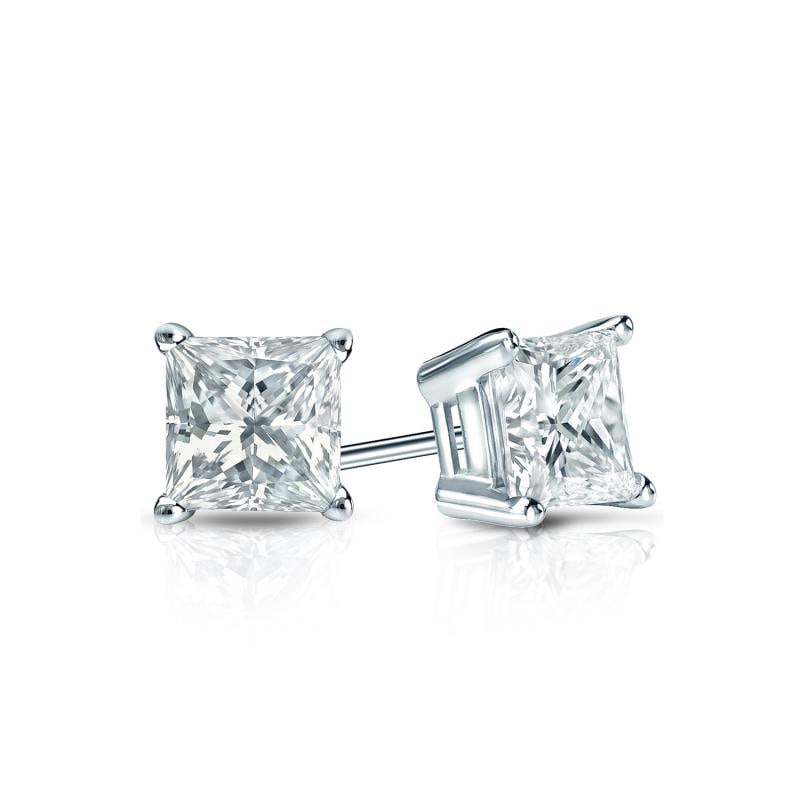 Natural 0.40 CTW Diamond Stud Earrings 14K White Gold: Natural 0.40 CTW Diamond Stud Earrings 14K White Gold Item No: PC040-CC11 Metal: 14k White Gold Setting: 4-Prong Basket Backing: Push Back, Screw Back Origin: Handcrafted in the USA DIAMO