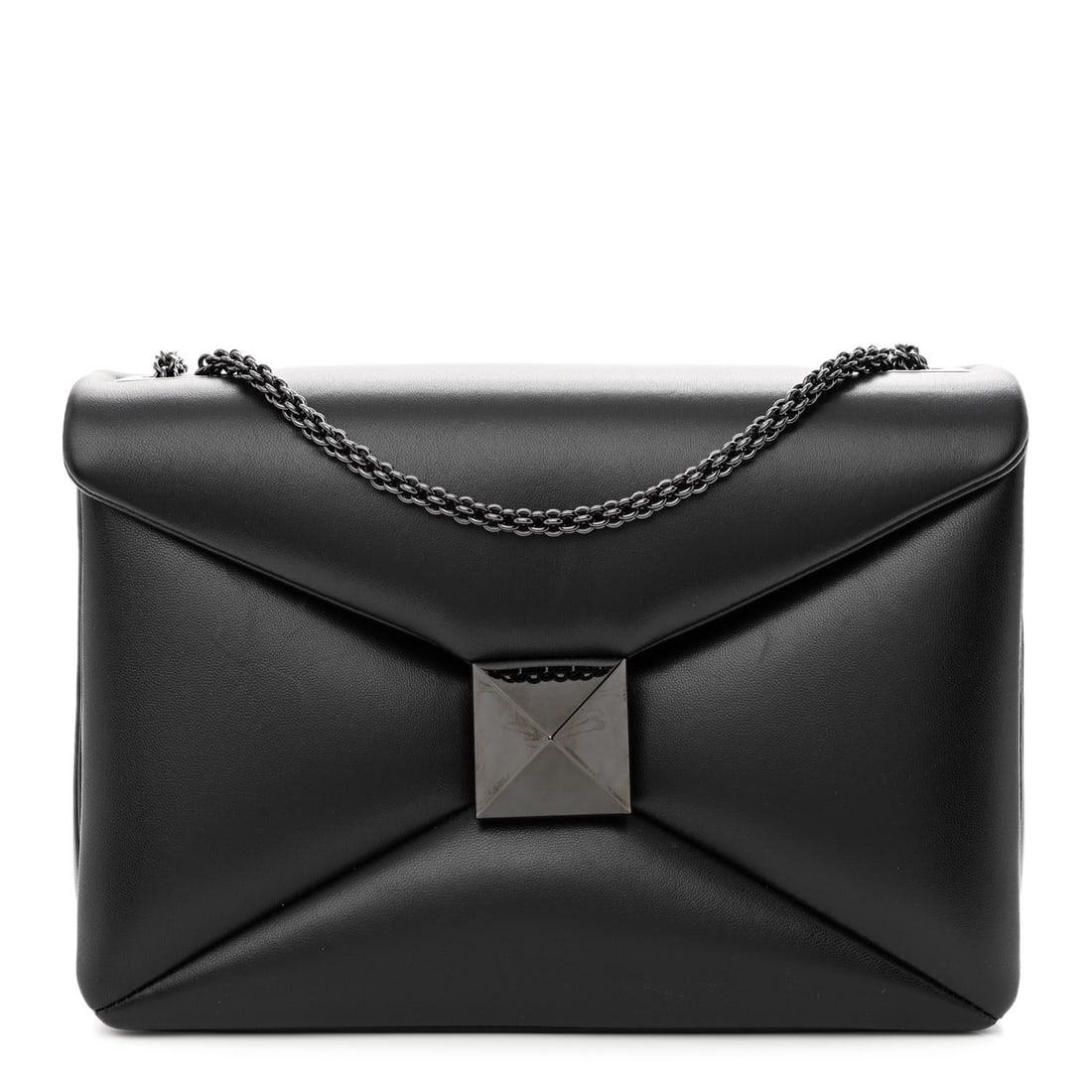 Valentino Garavani Nappa Tonal One: Valentino Garavani Nappa Tonal One Stud Chain Shoulder Bag Black Brand: VALENTINO GARAVANI Condition: Very Good Condition Details: Exterior: Scuffs, marks, Interior: Scuffs, imprints, Hardware: Protec