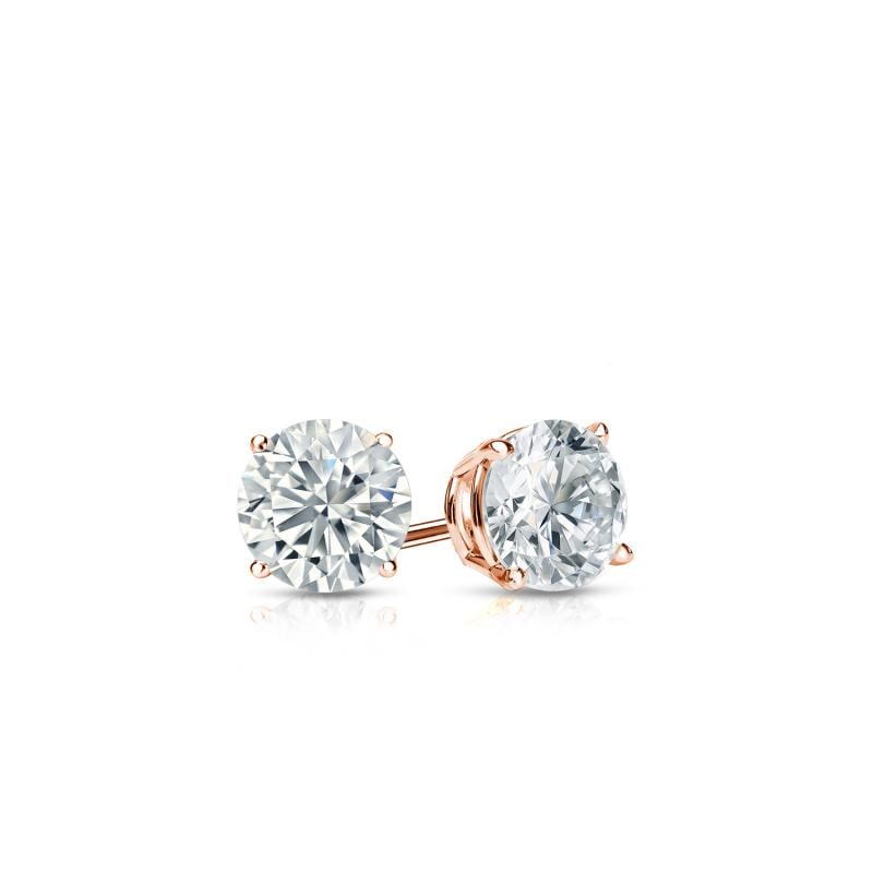 Natural 0.15 CTW Diamond Stud Earrings 18K Rose Gold: Natural 0.15 CTW Diamond Stud Earrings 18K Rose Gold Item No: RB015-CC17 Metal: 18K Rose Gold Setting: 4-Prong Basket Backing: Push Back, Screw Back Origin: Handcrafted in the USA DIAMOND