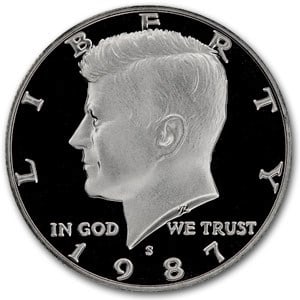 1987-S Kennedy Half Dollar Gem: 1987-S Kennedy Half Dollar Gem Proof SKU no: RBJ6105 Year: 1987 Grade: Proof Grade Service: None Denomination: 50 Cents Mint Mark: S - San Francisco Metal Content: 0 troy oz Puri