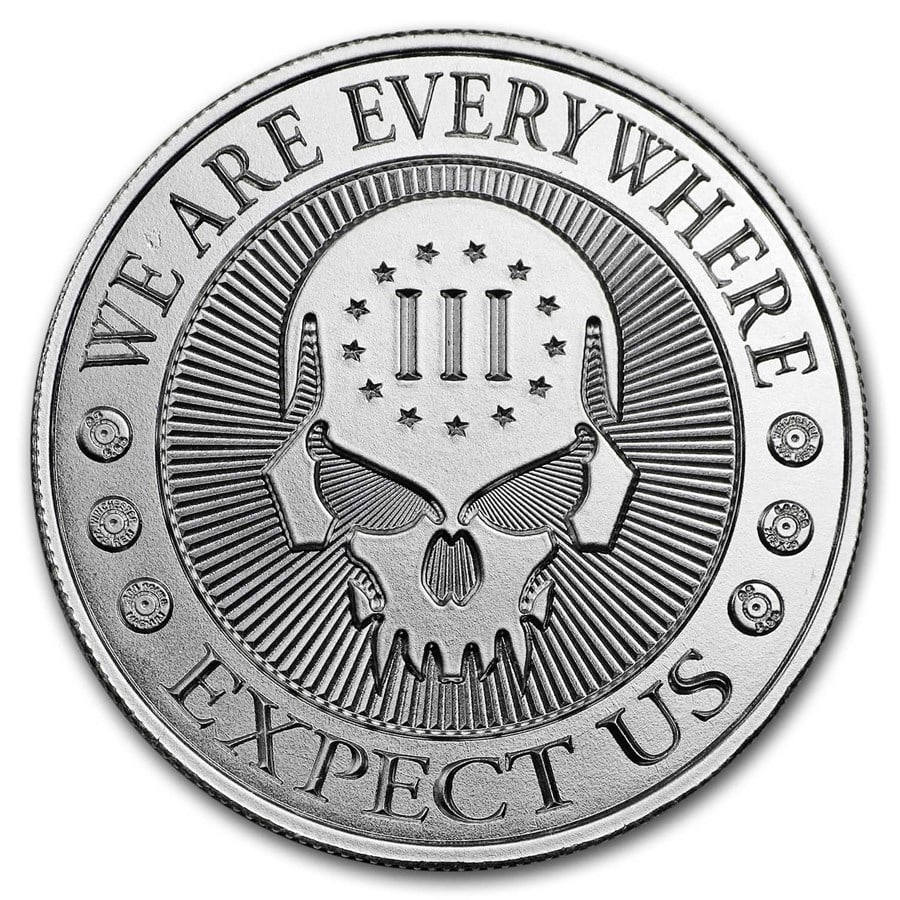 2 oz Silver Round -: 2 oz Silver Round - Deuce Head Four Skull (Type I) SKU no: RBJ159913 Grade: None Grade Service: None Mint Mark: N/A - Not Available Metal Content: 2 troy oz Purity: .999 Thickness: 6 mm <
