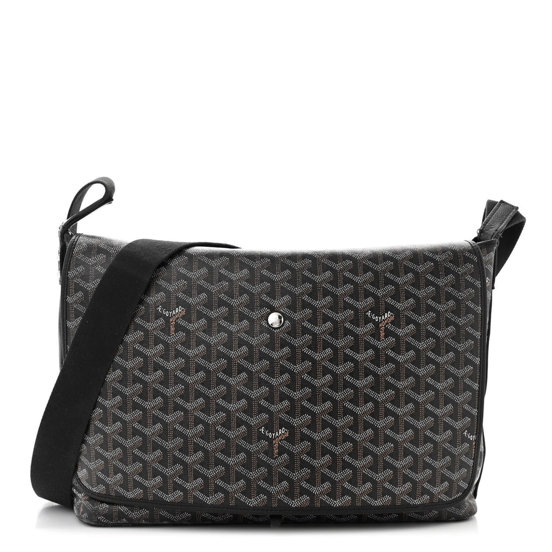 Goyard Goyardine Capetien Messenger Bag: Goyard Goyardine Capetien Messenger Bag Black Brand: GOYARD Condition: Shows Wear Condition Details: Interior: Residue marks, surface wear, marks, pocket(s) stretched, stain(s), Exterior: Corner wear,