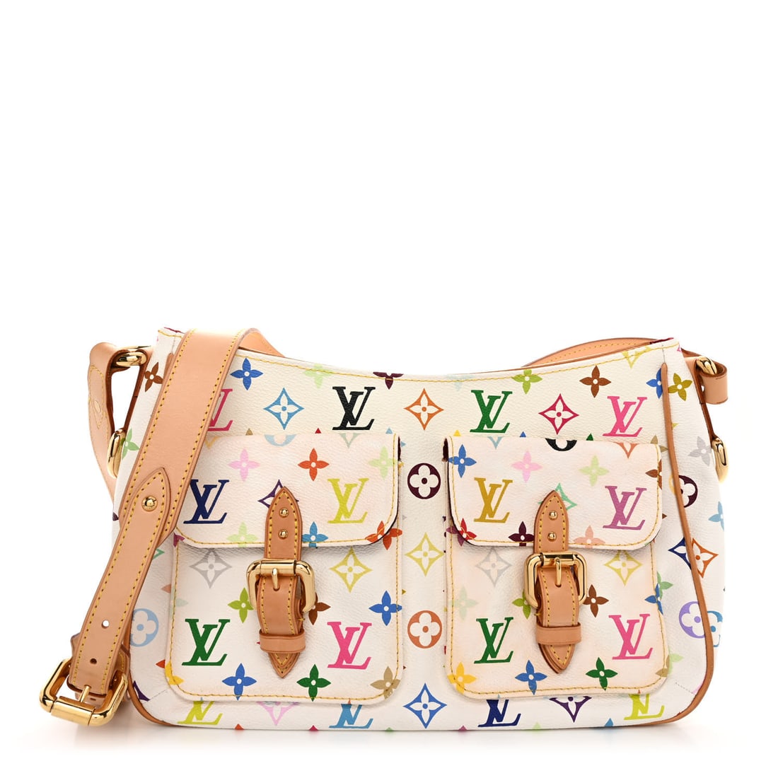 Louis Vuitton LOUIS VUITTON Monogram: Louis Vuitton LOUIS VUITTON Monogram Multicolor Lodge GM White Brand: LOUIS VUITTON Condition: Shows Wear Condition Details: Exterior: Structure wear, color transfer, edge wear, marks, Handle: Scuffs,