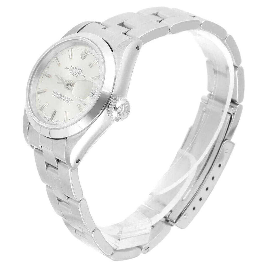 Rolex Date Silver Dial Oyster: Rolex Date Silver Dial Oyster Bracelet Stainless Steel Watch 69160 Brand: Rolex Design: Oyster Perpetual Watch Case Material: Stainless Steel Strap Material: Stainless Steel Case Shape: Round Move