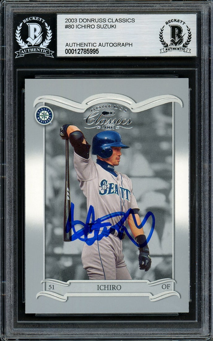 ICHIRO SUZUKI AUTOGRAPHED 2003 DONRUSS: ICHIRO SUZUKI AUTOGRAPHED 2003 DONRUSS CLASSICS CARD #80 MARINERS BECKETT 194262 ICHIRO SUZUKI AUTOGRAPHED 2003 DONRUSS CLASSICS CARD #80 MARINERS BECKETT 194262