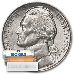 1991-D Jefferson Nickel 40-Coin Roll BU: 1991-D Jefferson Nickel 40-Coin Roll BU SKU no: RBJ38444 Year: 1991 Grade: Brilliant Unc Grade Service: None Denomination: 5 Cents Mint Mark: D - Denver Metal Content: 0 troy oz