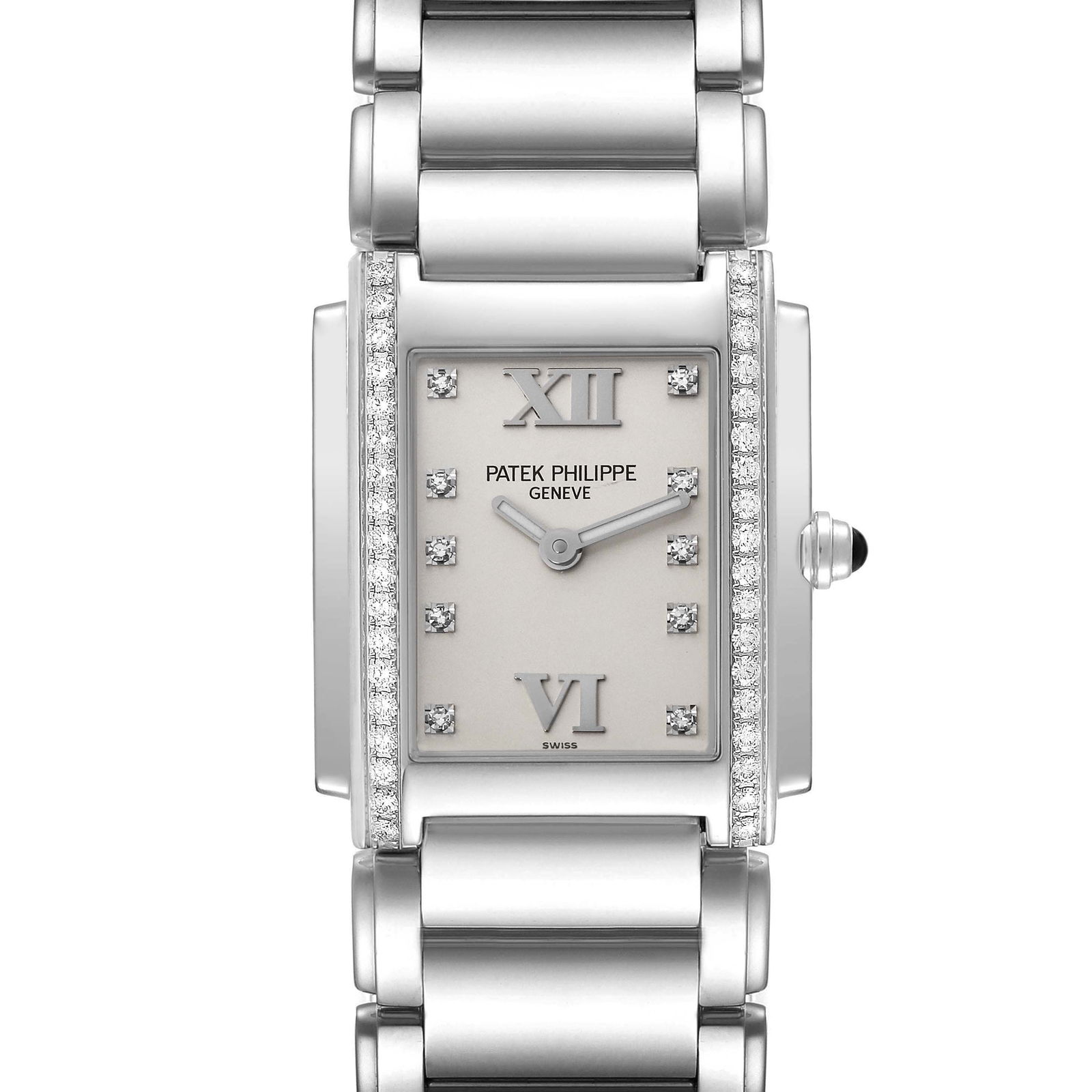 Patek Philippe Twenty-4 Steel Diamond Ladies: Patek Philippe Twenty-4 Steel Diamond Ladies Quartz Watch 4910 SKU no: RBJ64702 Brand: Patek Philippe Model Name: Patek Philippe Twenty-4 Steel Diamond Ladies Quartz Watch 4910 Model Number: 4910 Seri