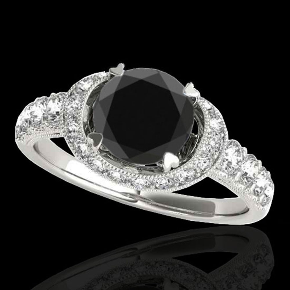1.75 ctw Certified VS Black Diamond Solitaire Halo Ring 10k White Gold: 1.75 ctw Certified VS Black Diamond Solitaire Halo Ring 10k White Gold Item: Diamond Wedding Ring Total Gem weight: 1.75 carats Metal: Solid 10k White Gold Gold Product Weight: Approx. 5.3 grams