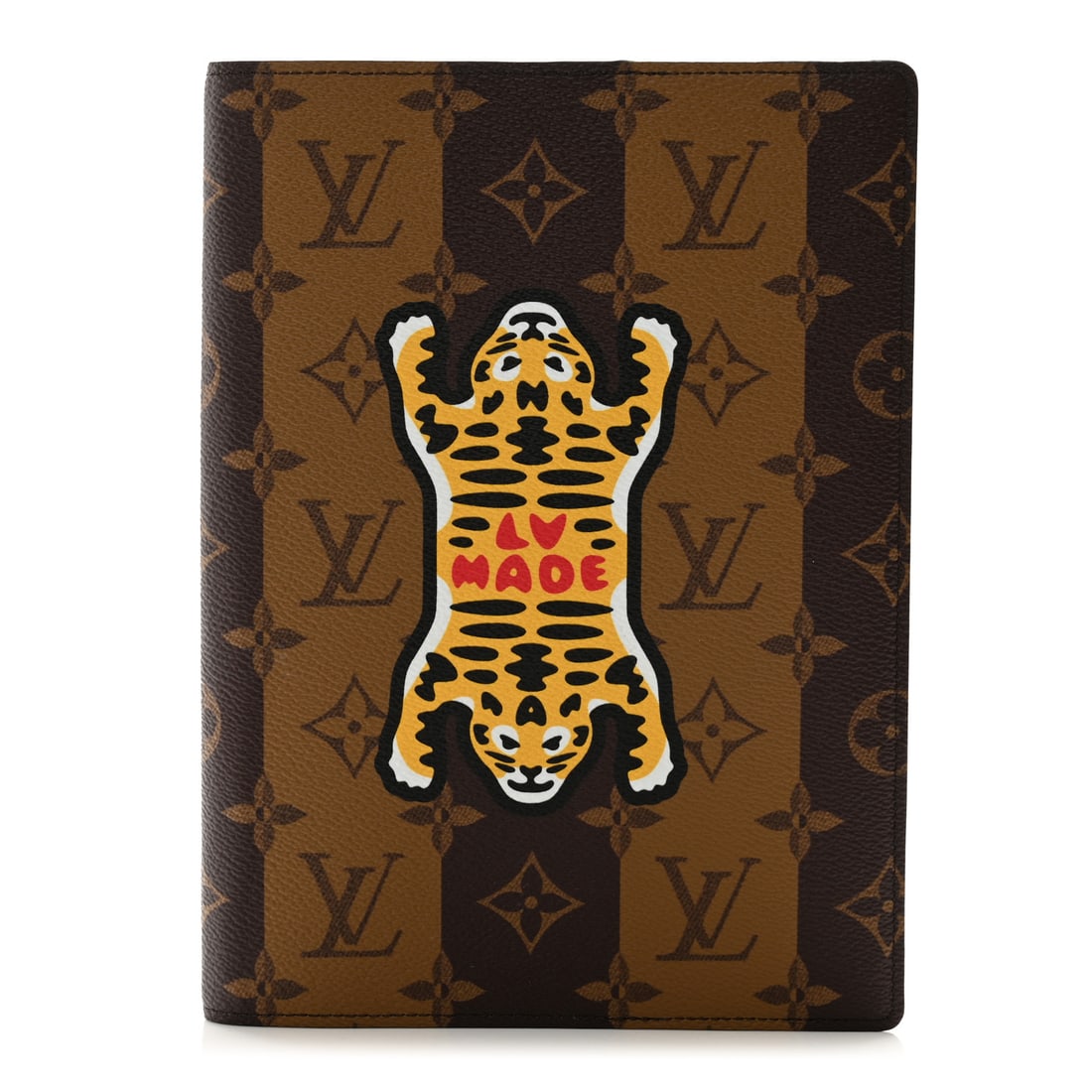 Louis Vuitton X NIGO Reverse: Louis Vuitton X NIGO Reverse Monogram Notebook Cover Brand: LOUIS VUITTON Condition: Excellent Condition Details: Interior: Ink marks, creases, Base length: 6 in Height: 8.25 in Width: 0.75 in