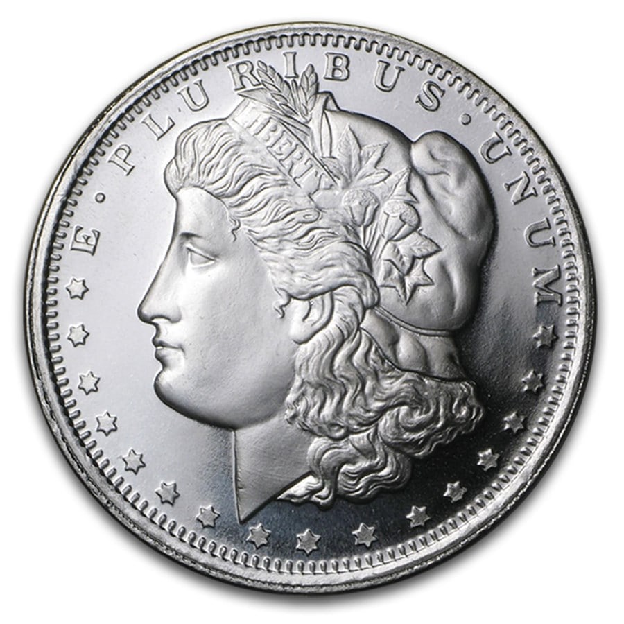 1 oz Silver Round - Morgan: 1 oz Silver Round - Morgan Dollar Design SKU no: RBJ55644 Year: N/A Grade: None Grade Service: None Denomination: 1 oz Mint Mark: N/A - Not Available Metal Content: 1 troy oz Pur