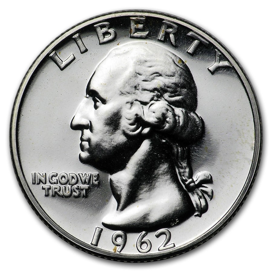 1962 Washington Quarter Gem Proof: 1962 Washington Quarter Gem Proof SKU no: RBJ5692 Year: 1962 Grade: Gem Proof Grade Service: None Denomination: 25 Cents Mint Mark: P - Philadelphia (Not Shown) Metal Content: 0.1788 troy