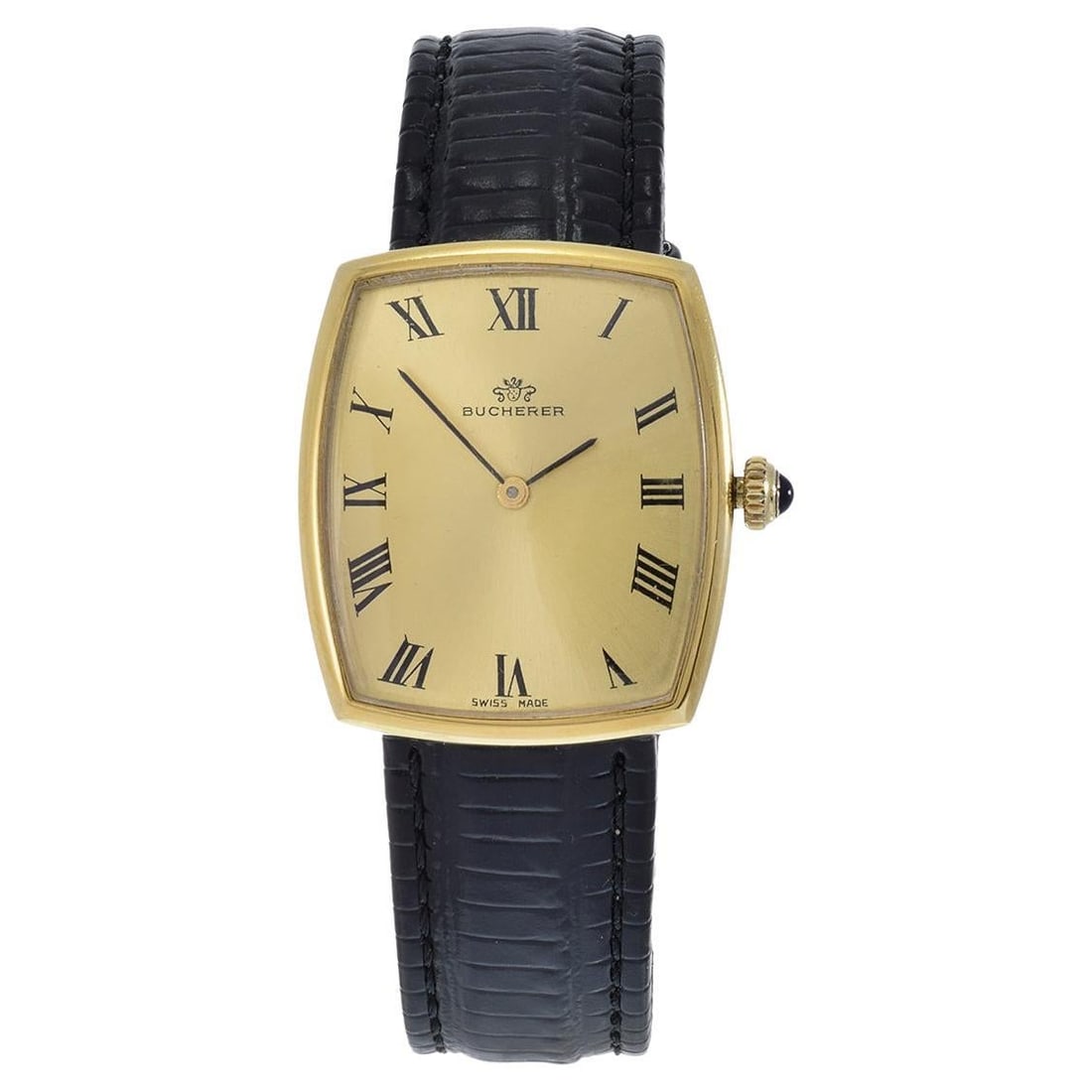 Bucherer Tank Watch Gold Plate Manual: Bucherer Tank Watch Gold Plate Manual Wind Brand: Bucherer Case Material: Gold Plate Case Dimensions: Width: 1.3 in (33 mm) Length: 1.5 in (38 mm) Style: Retro Place of Origin: Switzerland Period: