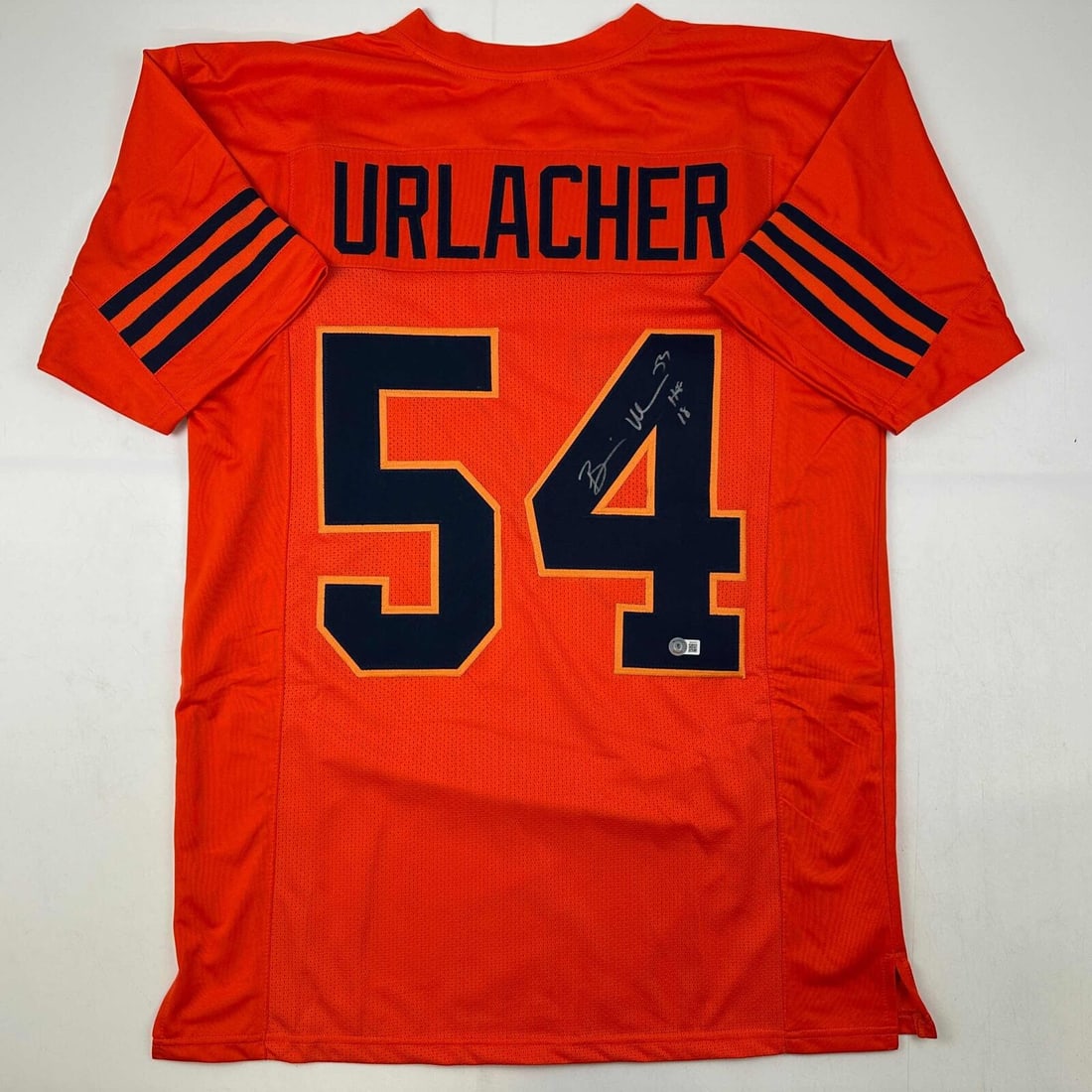 autographed/signed brian urlacher HOF 18 chicago: autographed/signed brian urlacher HOF 18 chicago orange retro jersey beckett COA Autographed/Signed Brian Urlacher HOF 18 Chicago Orange Retro Jersey Beckett COA