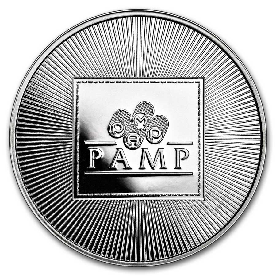 1 oz Silver Round - PAMP: 1 oz Silver Round - PAMP USA SKU no: RBJ297198 Grade: None Grade Service: None Mint Mark: N/A - Not Available Metal Content: 1 troy oz Purity: .999 Thickness: 2.8 mm Diameter: 39