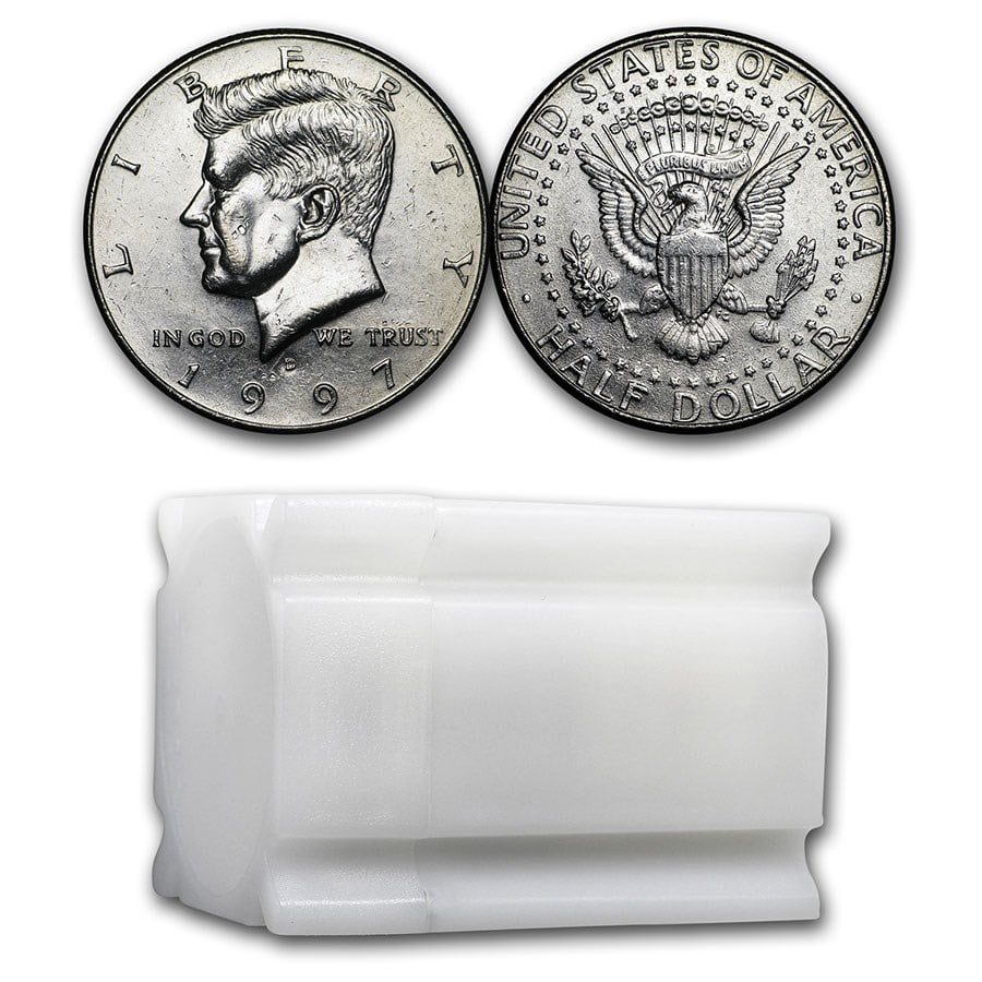 1997-D Kennedy Half Dollar 20-Coin Roll: 1997-D Kennedy Half Dollar 20-Coin Roll BU SKU no: RBJ27875 Year: 1997 Grade: Brilliant Unc Grade Service: None Denomination: 50 Cents Mint Mark: D - Denver Metal Content: 0 troy oz <