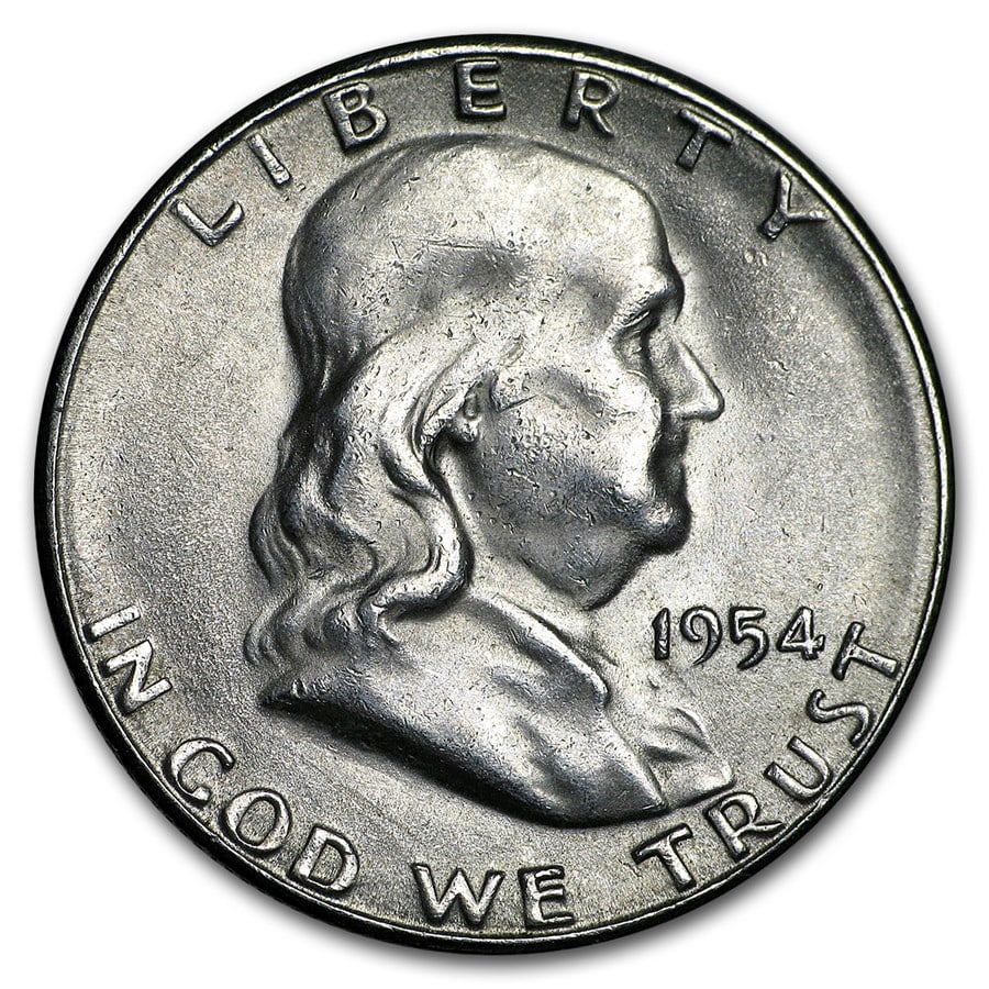 1954-S Franklin Half Dollar AU: 1954-S Franklin Half Dollar AU SKU no: RBJ49610 Year: 1954 Grade: Almost Unc Grade Service: None Denomination: 50 Cents Mint Mark: S - San Francisco Metal Content: 0.3617 troy oz
