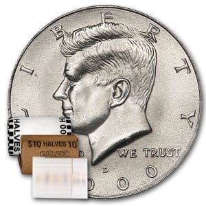 2000-D Kennedy Half Dollar 20-Coin Roll: 2000-D Kennedy Half Dollar 20-Coin Roll BU SKU no: RBJ38429 Year: 2000 Grade: Brilliant Unc Grade Service: None Denomination: 50 Cents Mint Mark: D - Denver Metal Content: 0 troy oz <