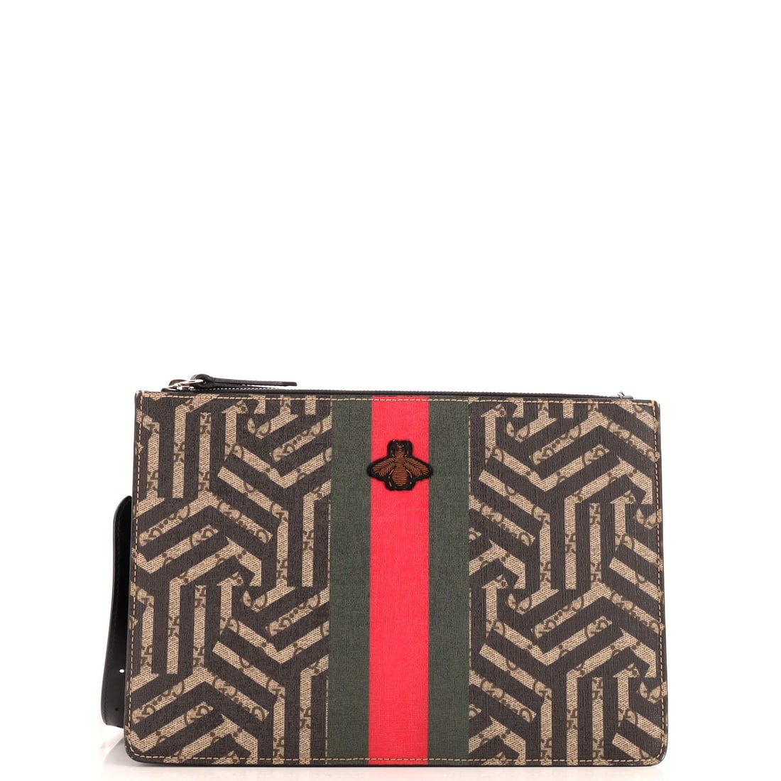 Gucci Bee Web Zip Messenger Bag: Gucci Bee Web Zip Messenger Bag Caleido GG Coated Canvas Small Exterior Color: Black, Print Interior Color: Black Exterior Material: Canvas Coated, Leather Interior Material: Microfiber Hardware Color