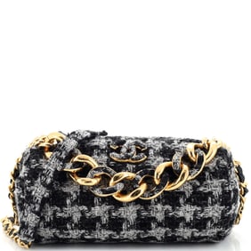 Chanel CC Chain Bowling Bag Quilted Houndstooth Tweed Medium