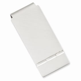 Rhodium-plated Florentine Satin Hinged Money Clip