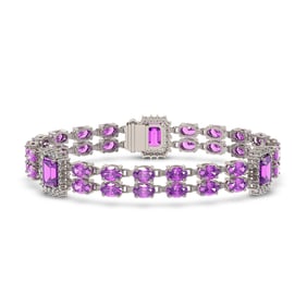 14.81 ctw Amethyst & Diamond Bracelet 14K White Gold