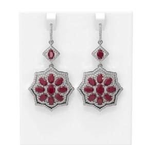 17.18 ctw Ruby & Diamond Earrings 18K White Gold