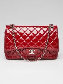 Chanel Red Quilted Patent Leather Classic