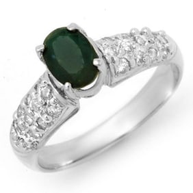 1.50 ctw Emerald & Diamond Ring 18k White Gold