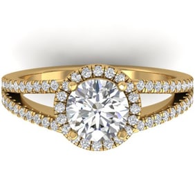 2 ctw Certified VS/SI Diamond Solitaire Micro Halo Ring 14k Yellow Gold