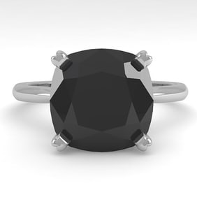 6.0 ctw Cushion Black Diamond Engagment Designer Ring 14k White Gold
