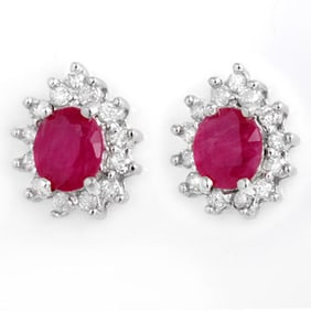 4.44 ctw Ruby & Diamond Earrings 14k White Gold