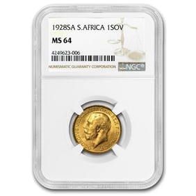 1928-SA South Africa Gold Sovereign MS-64