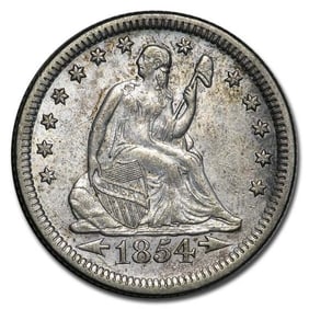 1854 Liberty Seated Quarter AU
