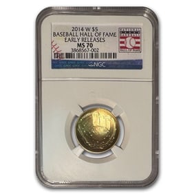 2014-W Gold $5 Commem Baseball HOF