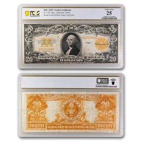 1922 $20 Gold Certificate VF-25 PCGS