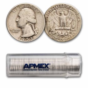 1953-S Washington Quarter 40-Coin Roll Avg
