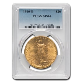 1916-S $20 St Gaudens Gold Double