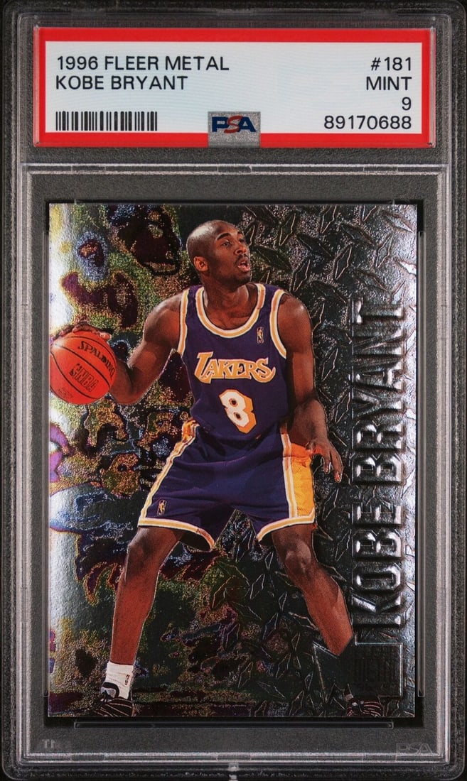 graded 1996 fleer metal kobe bryant: graded 1996 fleer metal kobe bryant #181 rookie RC basketball card PSA 9 mint Graded 1996 Fleer Metal Kobe Bryant #181 Rookie RC Basketball Card PSA 9 Mint SKU no: RBJ7965358129240