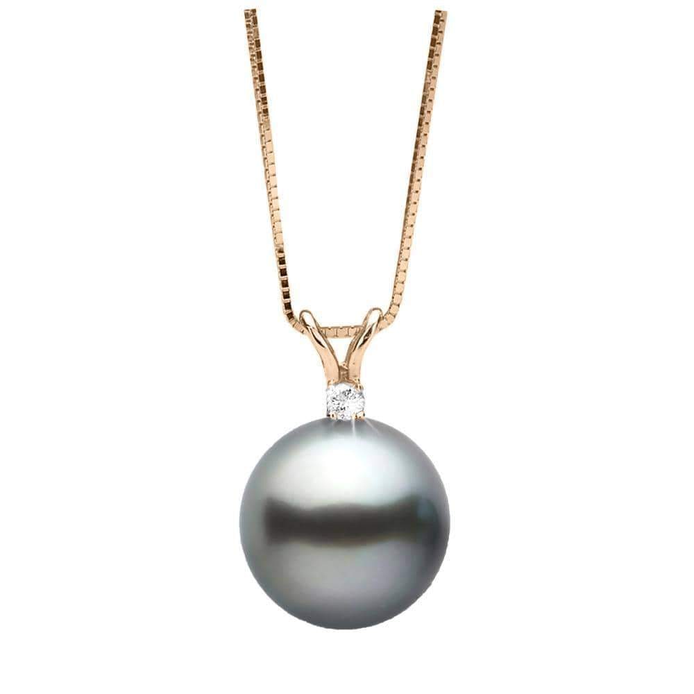 Black Tahitian Pearl and Diamond Radiance Pendant: Black Tahitian Pearl and Diamond Radiance Pendant Chain NOT included 14K Yellow Gold / .05cts