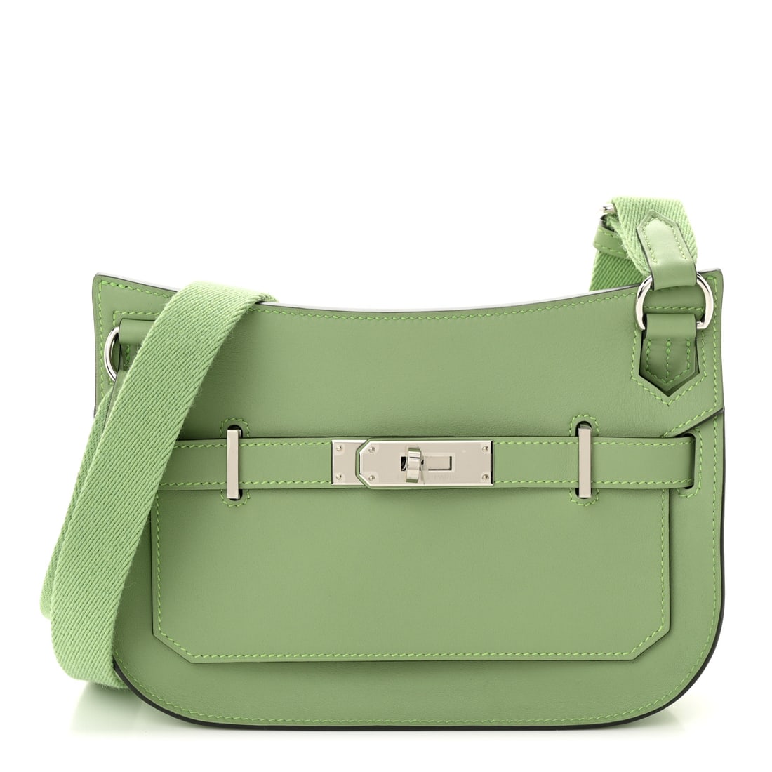 Hermes Swift Mini Jypsiere Vert Criquet: Hermes Swift Mini Jypsiere Vert Criquet Brand: HERMES Condition: Excellent Condition Details: Exterior: Creases, Handle: Pilling, , Box, Dust bag Base length: 8.5 in Height: 6.5 in Width: 2 in <br