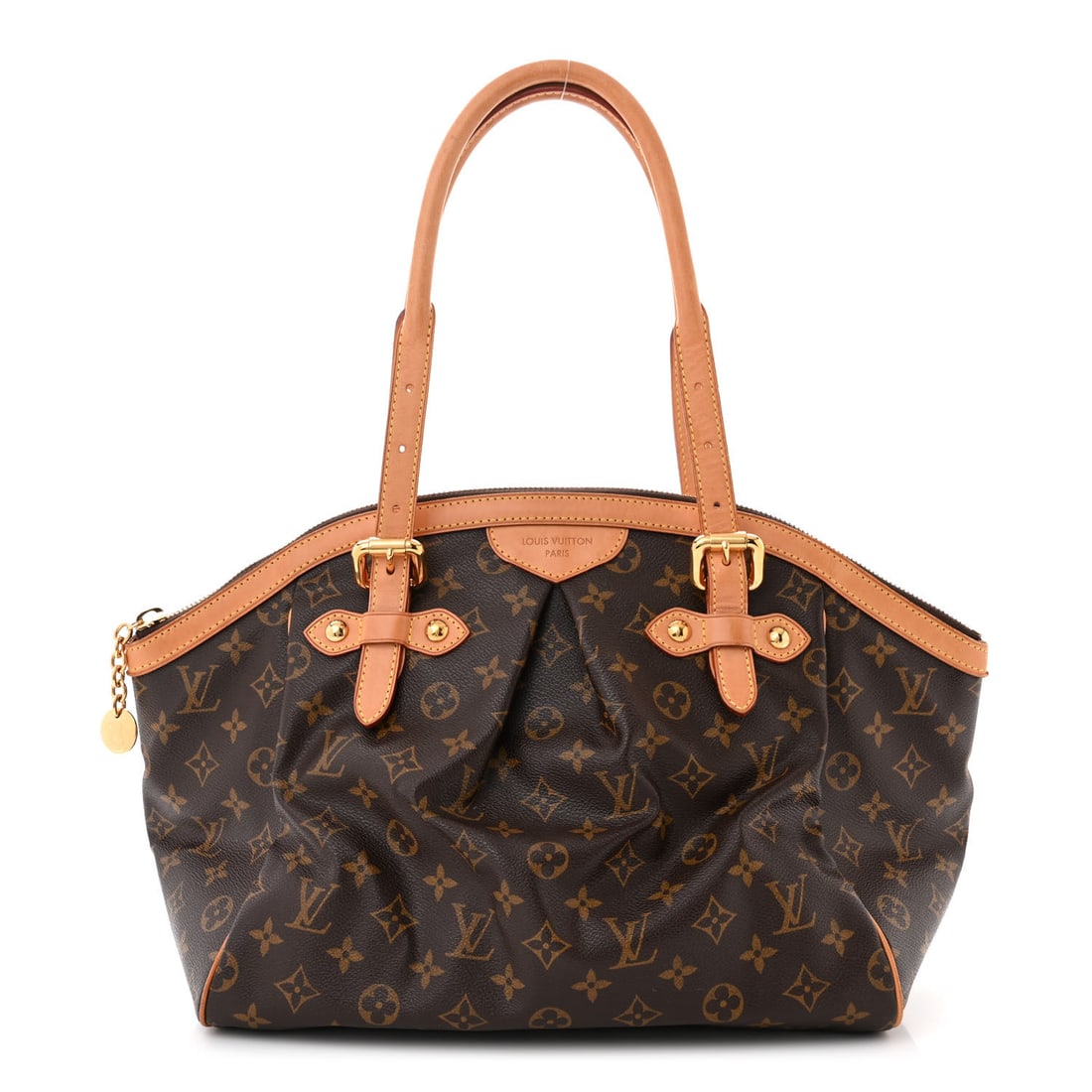 Louis Vuitton LOUIS VUITTON Monogram Tivoli: Louis Vuitton LOUIS VUITTON Monogram Tivoli GM Brand: LOUIS VUITTON Condition: Shows Wear Condition Details: Exterior: Corner wear, creases, scuffs, patina of vachetta, Handle: Creases, patina of vach