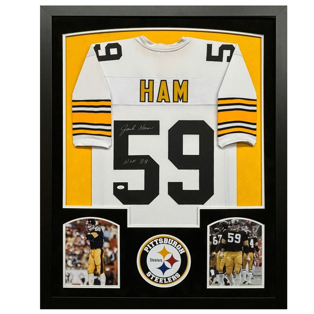 jack ham signed white HOF 88: jack ham signed white HOF 88 custom suede matte framed football jersey (JSA) Jack Ham Signed White HOF 88 Custom Suede Matte Framed Football Jersey (JSA) SKU no: RBJ8126555914328