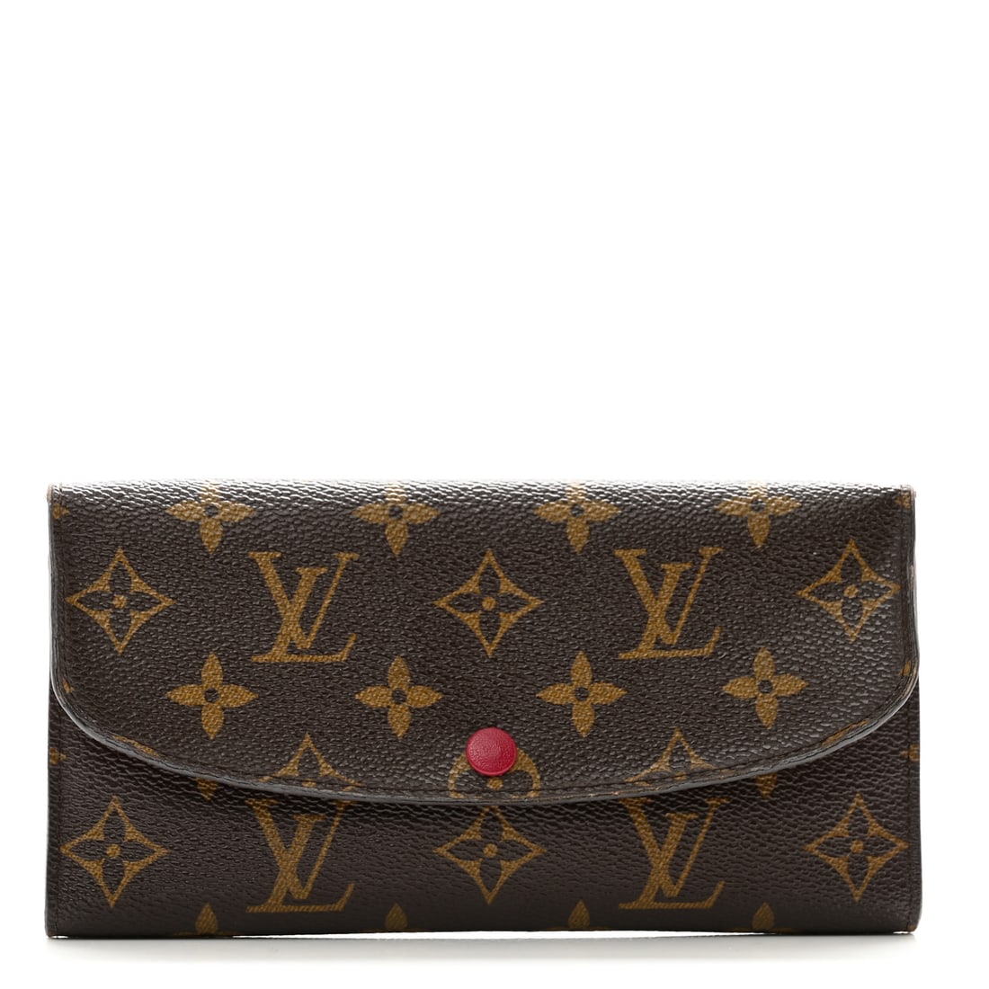 Louis Vuitton LOUIS VUITTON Monogram Emilie: Louis Vuitton LOUIS VUITTON Monogram Emilie Wallet Fuchsia Brand: LOUIS VUITTON Condition: Shows Wear Condition Details: Exterior: Curling, wear at resin glazing, Interior: Scuffs, card slots are stre