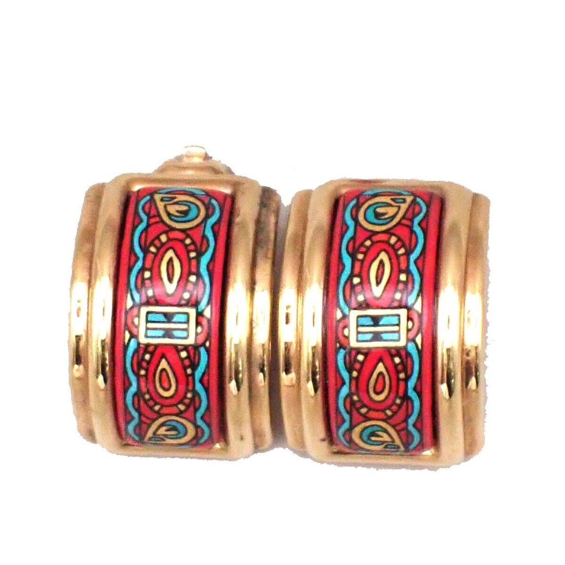 HERMES Logo email Cloisonne Enamel Earrings: HERMES Logo email Cloisonne Enamel Earrings Clip-On Red GHW Accessory 66YF793 Condition: Pre-owned Detail Notes: ?Joint parts is loose shape.Please check a photograph and the text carefully.? Occasion