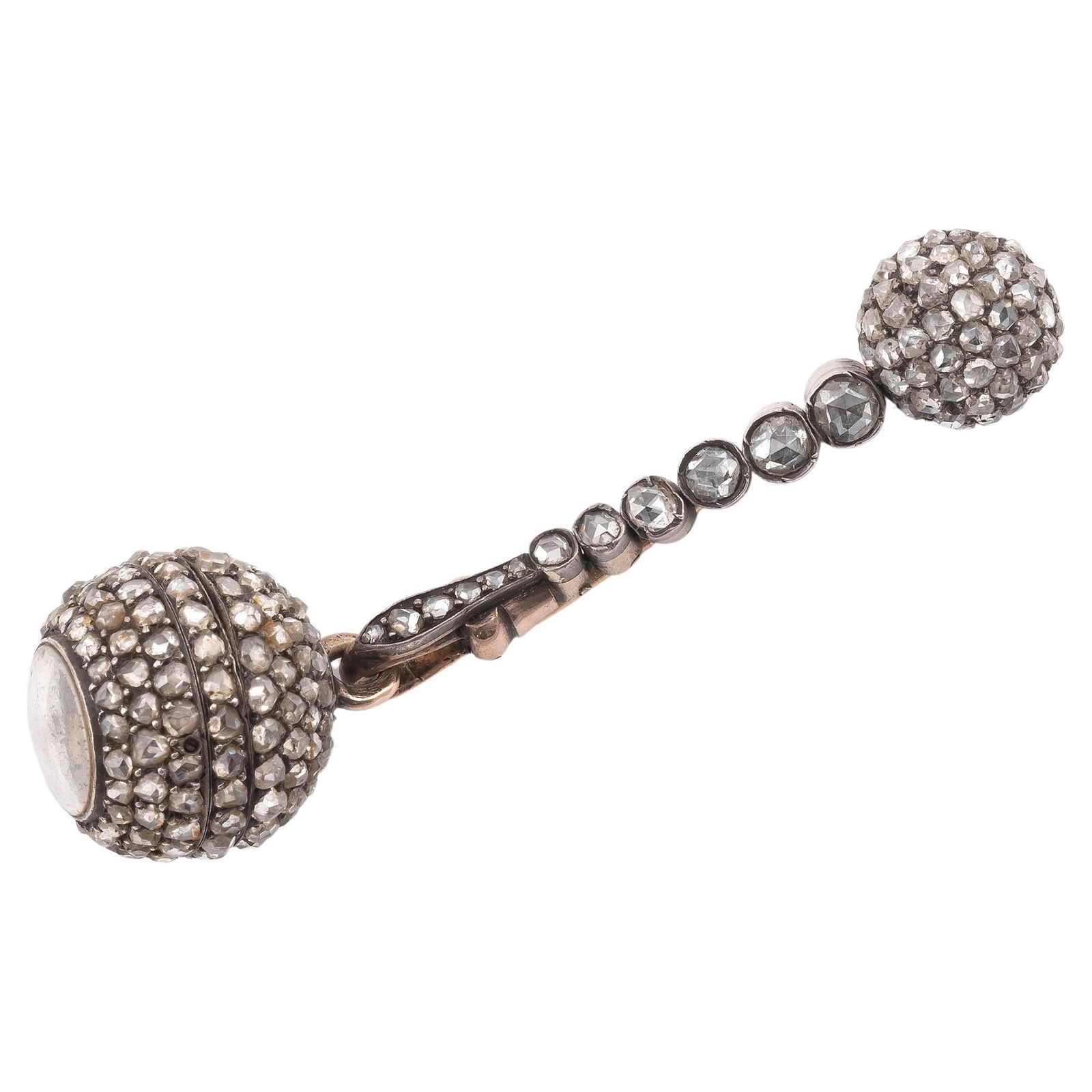 Antique Pave Set Rose-Cut Diamond Pendant: Antique Pave Set Rose-Cut Diamond Pendant Geneva Ball Watch Metal: Gold, Silver Stone: Diamond Stone Cut: Rose Cut Style: Victorian Place of Origin: Switzerland Period: 1880-1889 Date of