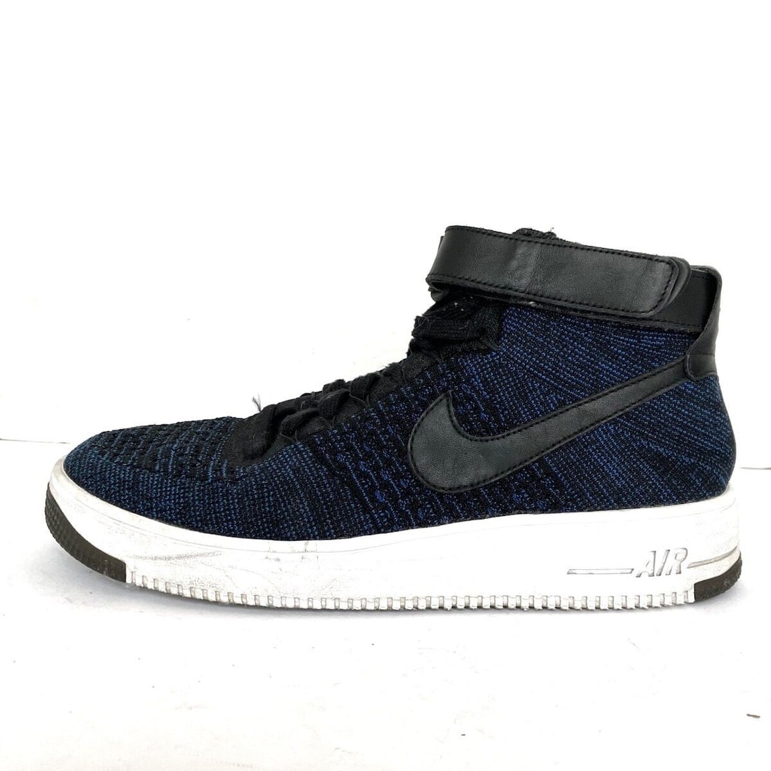 Auth NIKE Air Force One Ultra: Auth NIKE Air Force One Ultra Flyknit Mid 817420-400 Navy Black Chemical Fiber - Condition: Pre-owned Brand: NIKE Style: Sneakers Color: Navy, Black Upper Material: Chemical Fiber, Leather Model N