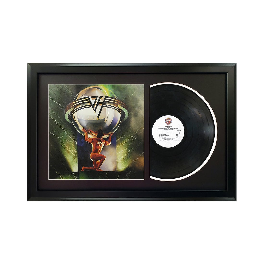van halen "5150" vinyl record &: van halen "5150" vinyl record & cover professionally framed 17.5? x 26.5? wall display with a black mat This genuine album and cover wall display is professionally and beautifully custom framed in 1.5